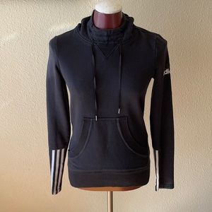 Adidas Black Hoodie w White Stripes Sleeve size XS